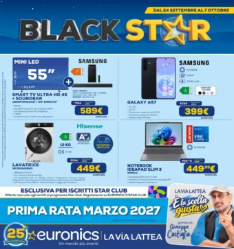 Volantino Euronics La Via Lattea Black Star dal 24/9 fino al 7/10/2026