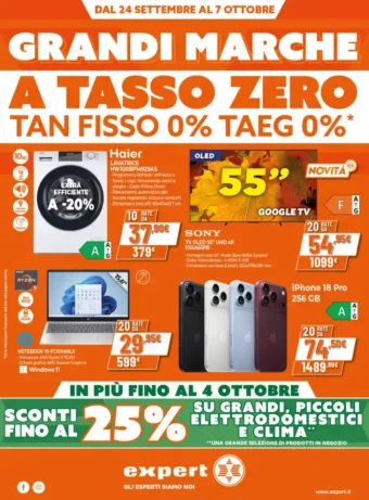 Volantino Expert Grandi Marche a tasso zero dal 24/9 fino al 7/10/2026