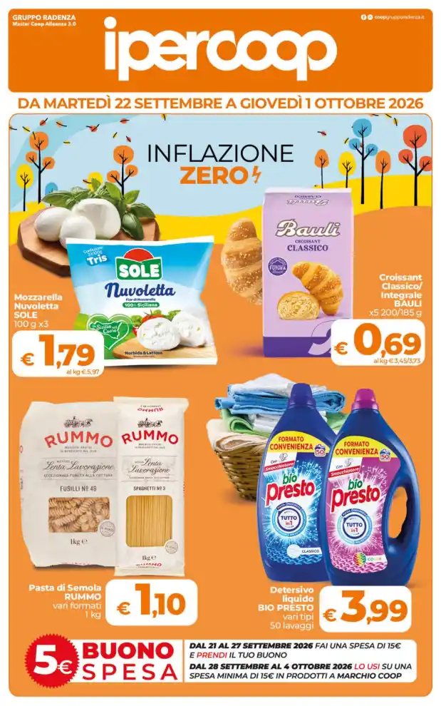 Volantino Ipercoop Calabria Inflazione Zero dal 22/9 fino al 1/10/2026