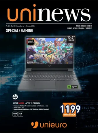 Volantino Unieuro Speciale Gaming dal 25/9 fino al 4/10/2026