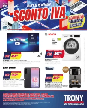 Volantino Trony Sconto IVA+ fino al 15/10 dal 1/10/2026