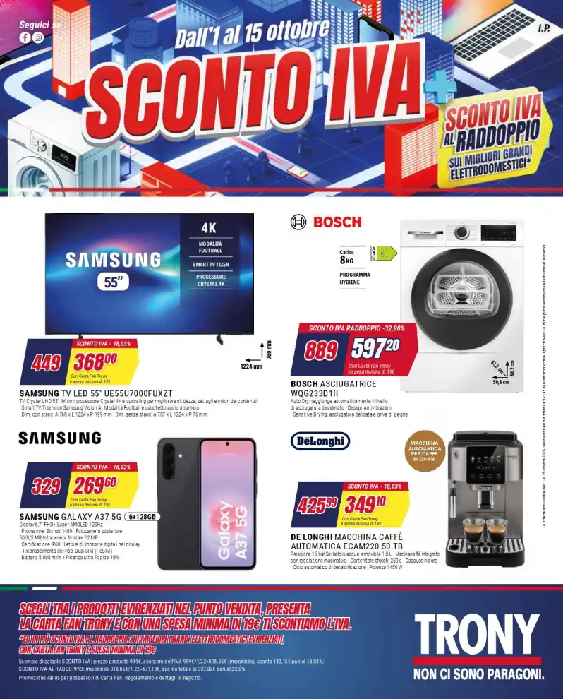 Volantino Trony Sconto IVA+ fino al 15/10 dal 1/10/2026