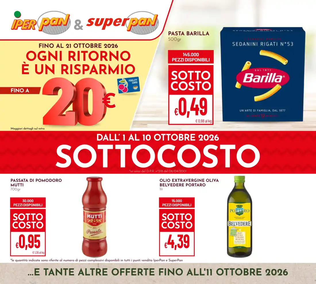 Volantino Pan Sottocosto e buoni spesa dal 1/10 fino al 10/10/2026