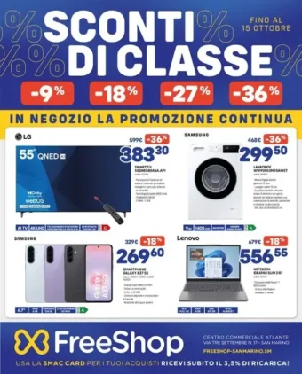 Volantino FreeShop Sconti di Classe dal 4/10 fino al 15/10/2026