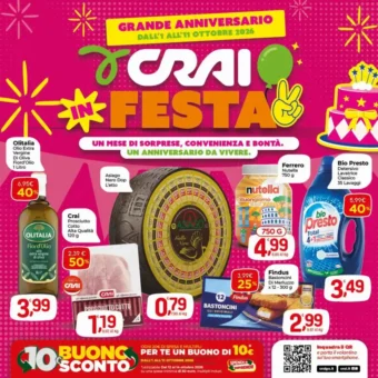 Volantino Crai Grande Anniversario dal 1/10 fino al 11/10/2026