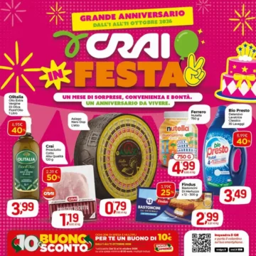 Volantino Crai Grande Anniversario dal 1/10 fino al 11/10/2026