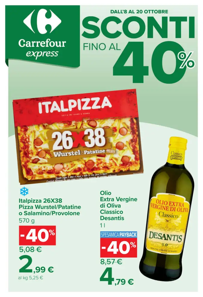 Volantino Carrefour Express Sconti fino al 40% dal 8/10 fino al 20/10/2026