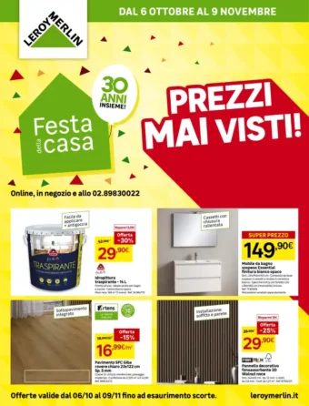 Volantino Leroy Merlin Festa della casa dal 6/10 fino al 9/11/2026