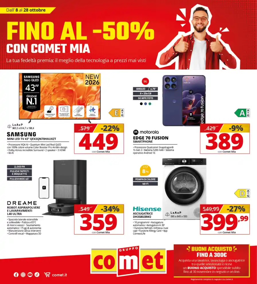 Volantino Comet Fino al -50% con Comet Mia dal 8/10 fino al 28/10/2026