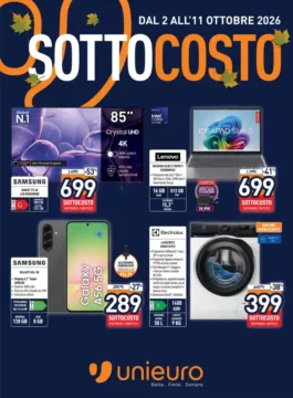 Volantino Unieuro Sottocosto dal 2/10 fino al 11/10/2026