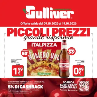 Volantino Gulliver Piccoli prezzi grande risparmio dal 9/10 fino al 19/10/2026