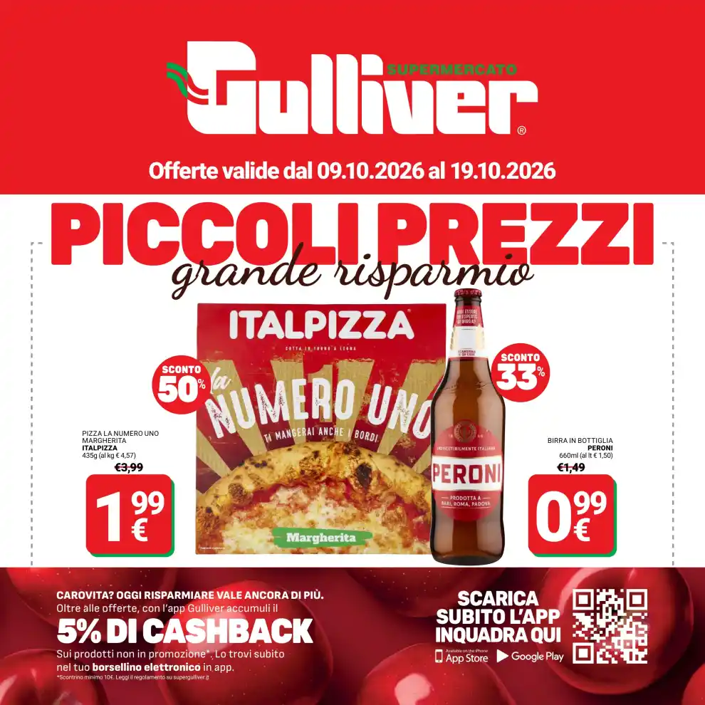 Volantino Gulliver Piccoli prezzi grande risparmio dal 9/10 fino al 19/10/2026