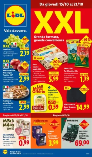 Volantino Lidl XXL Mega Offerte dal 15/10 fino al 21/10/2026