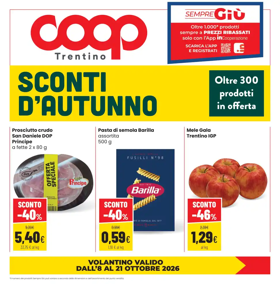 Volantino Coop Trentino Sconti d’autunno dal 8/10 fino al 21/10/2026