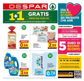 Volantino Despar 1+1 Gratis dal 12/10 fino al 17/10/2026