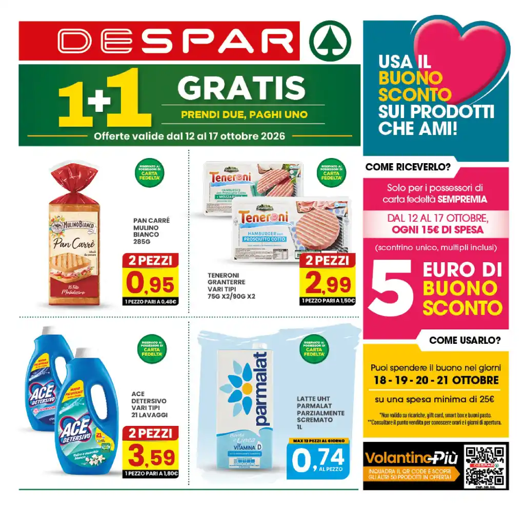 Volantino Despar 1+1 Gratis dal 12/10 fino al 17/10/2026