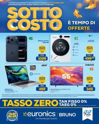 Volantino Euronics Bruno Sottocosto dal 9/10 fino al 18/10/2026