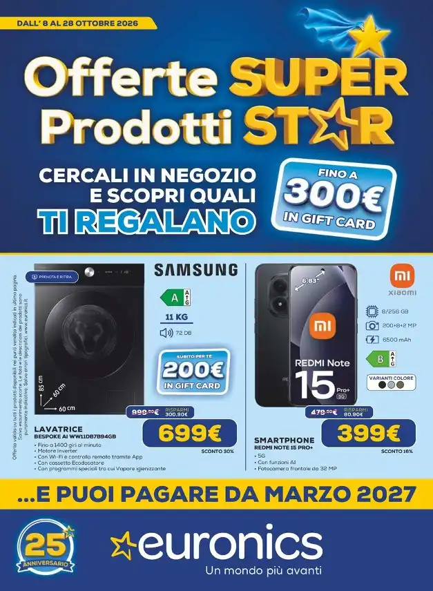 Volantino Euronics Prodotti Star dal 8/10 fino al 28/10/2026