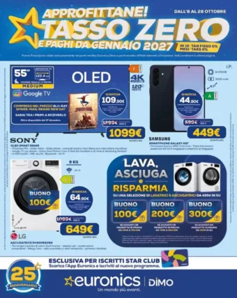 Volantino Euronics Dimo Tasso zero dal 8/10 fino al 28/10/2026