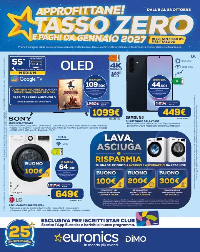 Volantino Euronics Dimo Tasso zero dal 8/10 fino al 28/10/2026