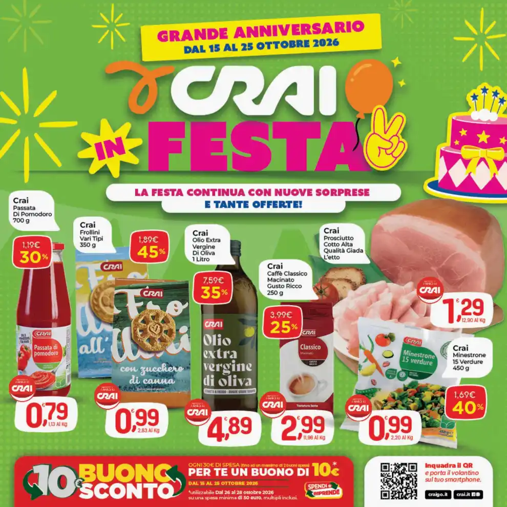 Volantino Crai Grande Anniversario dal 15/10 fino al 25/10/2026