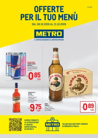 Volantino Metro Offerte per il tuo menù dal 8/10 fino al 21/10/2026