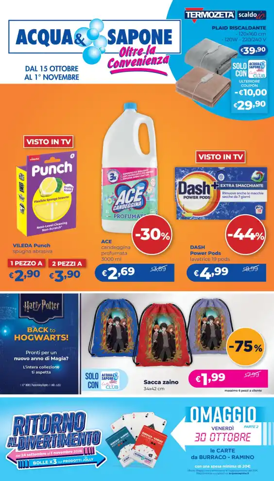 Volantino Acqua e Sapone Toscana e Umbria dal 15/10 fino al 1/11/2026