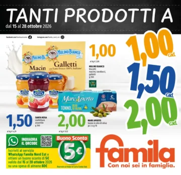 Volantino Famila Tanti prodotti a 1,00 dal 15/10 fino al 28/10/2026