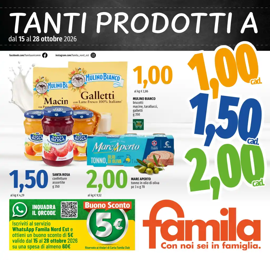 Volantino Famila Tanti prodotti a 1,00 dal 15/10 fino al 28/10/2026