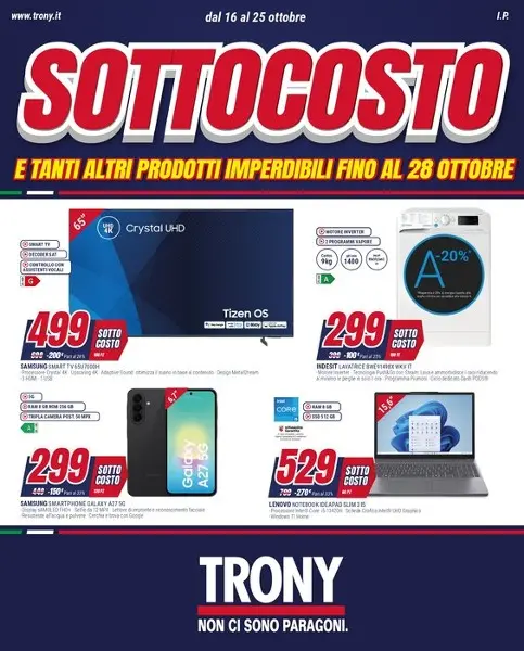 Volantino Trony Sottocosto dal 16/10 fino al 25/10/2026