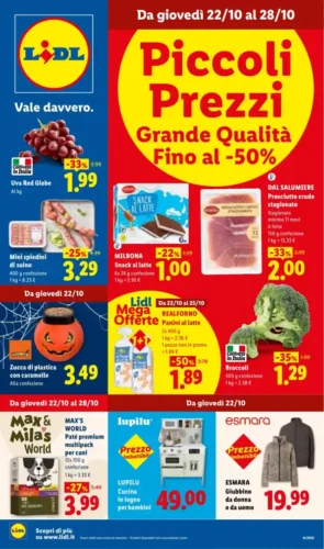 Volantino Lidl Piccoli Prezzi dal 22/10 fino al 28/10/2026
