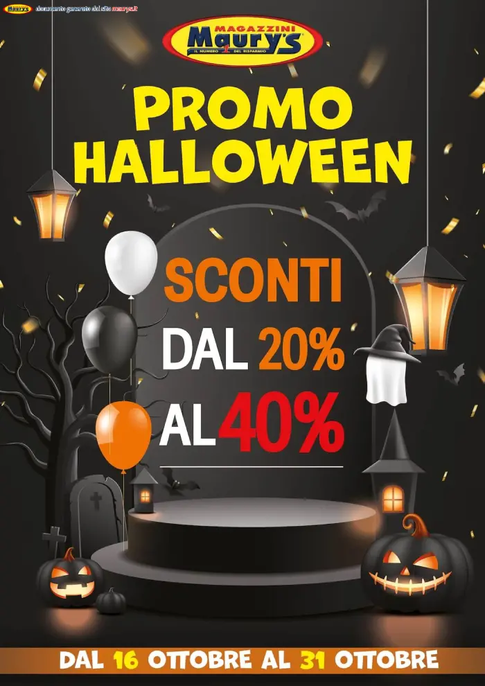 Volantino Maury’s Promo Halloween dal 16/10 fino al 31/10/2026