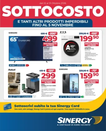 Volantino Sinergy Sottocosto dal 22/10 fino al 31/10/2026