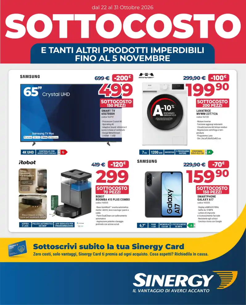 Volantino Sinergy Sottocosto dal 22/10 fino al 31/10/2026