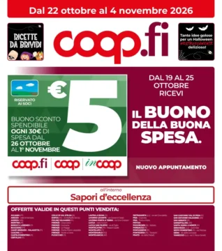 Volantino Coop Sapori d’eccellenza dal 22/10 fino al 4/11/2026