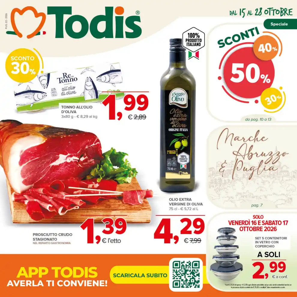 Volantino Todis Supermercato Speciale Marche Abruzzo e Puglia dal 15/10 fino al 28/10/2026