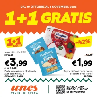 Volantino Unes 1+1 Gratis dal 19/10 fino al 3/11/2026