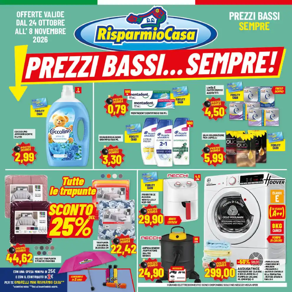 Volantino Risparmio Casa Prezzi bassi sempre dal 24/10 fino al 8/11/2026