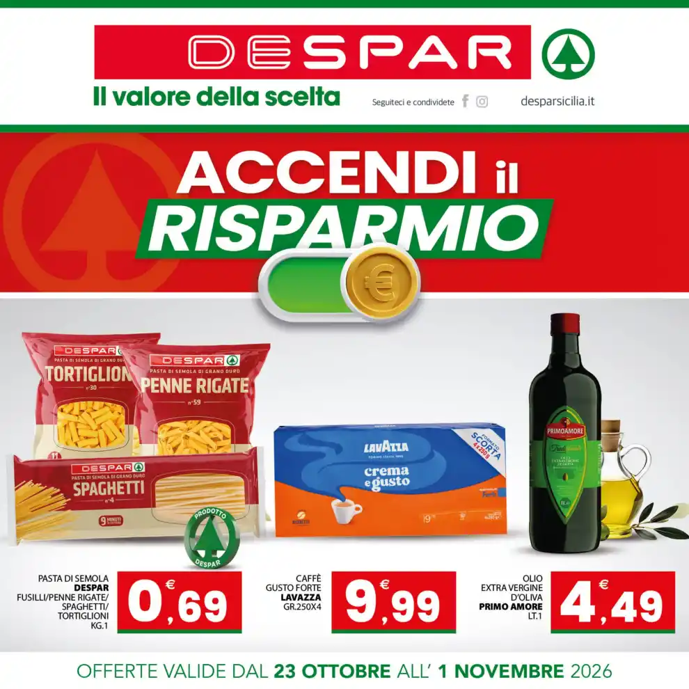 Volantino Despar Sicilia Accendi il risparmio dal 23/10 fino al 1/11/2026