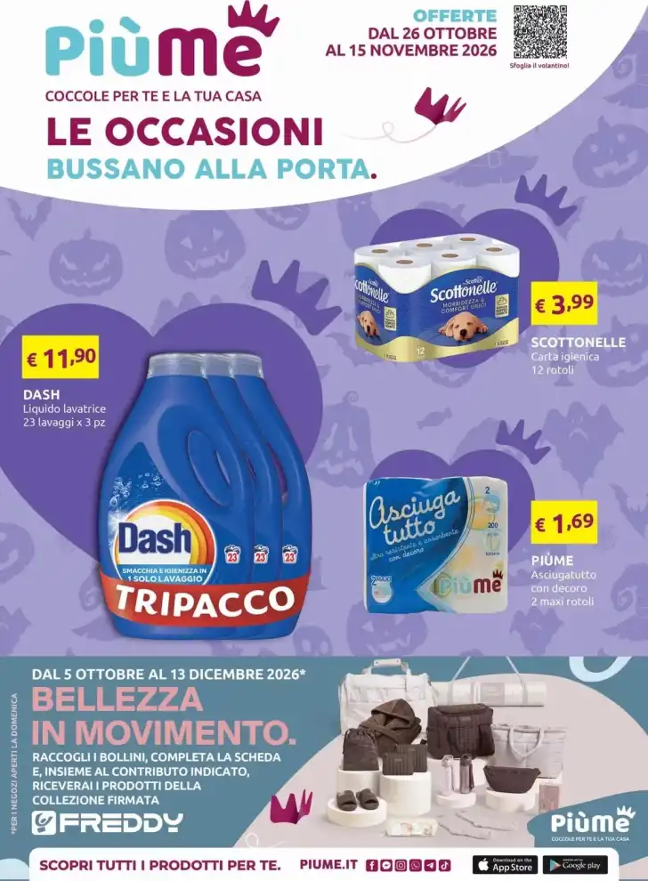 Volantino PiùMe Coccole per te e la tua casa dal 26/10 fino al 15/11/2026