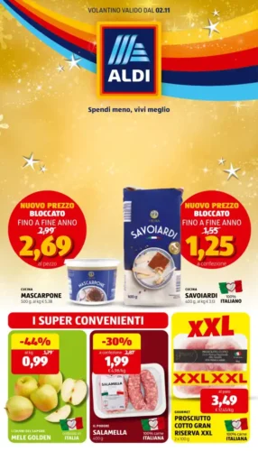 Volantino Aldi Prezzi Bassi dal 2/11 fino al 8/11/2026