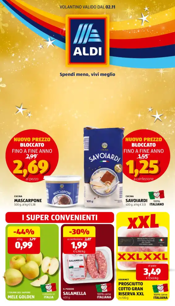 Volantino Aldi Prezzi Bassi dal 2/11 fino al 8/11/2026