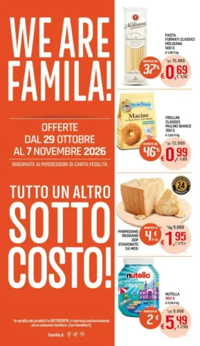 Volantino Famila Superstore Sottocosto dal 29/10 fino al 7/11/2026