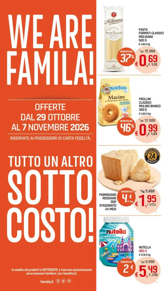 Volantino Famila Superstore Sottocosto dal 29/10 fino al 7/11/2026