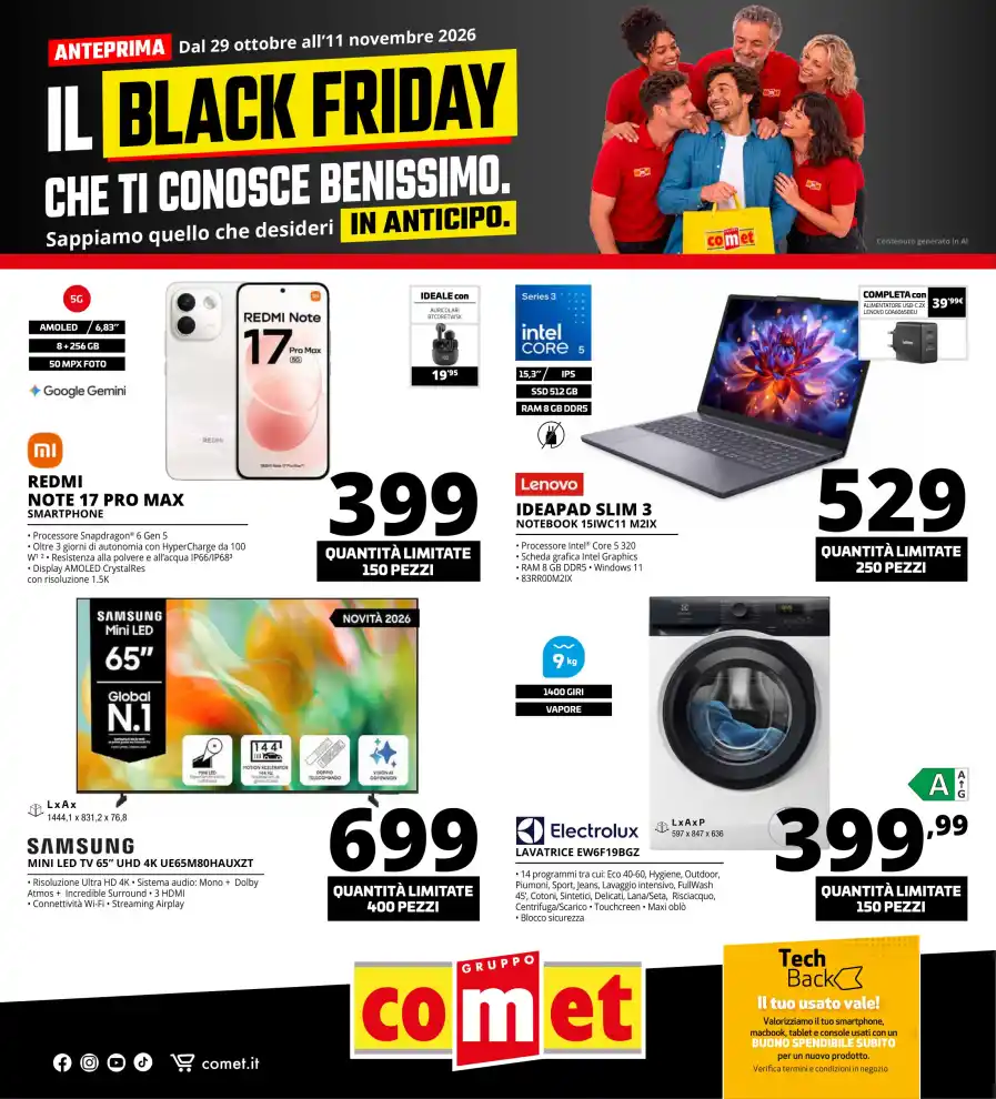 Volantino Comet Black Friday dal 29/10 fino al 11/11/2026